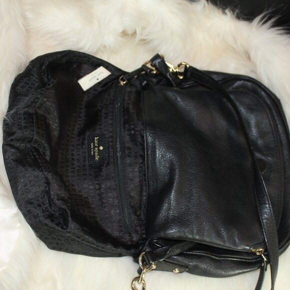 Kate Spade New York Leather Tote shoulder purse Black  bag snap zip 10.5"x 9" ; - Picture 7 of 9